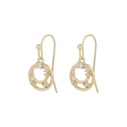 Lorrie round crystal hook ear g/clear