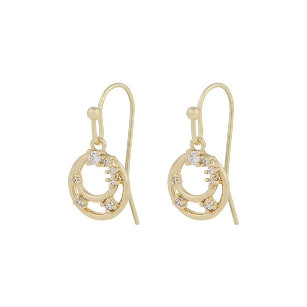 Lorrie round crystal hook ear g/clear