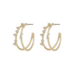 Lorrie crystal double oval ear g/clear