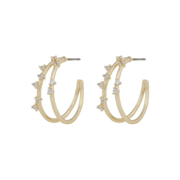 Lorrie crystal double oval ear g/clear