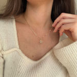 Gull anheng blomst med zircon 11mm