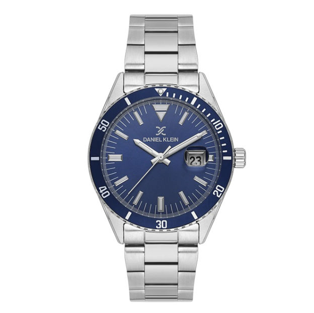 Daniel Klein Premium herreur i stål med lenke & blå skive 5 ATM  43mm