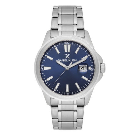 Daniel Klein Premium herreur i stål med lenke & blå skive 5 ATM  43mm
