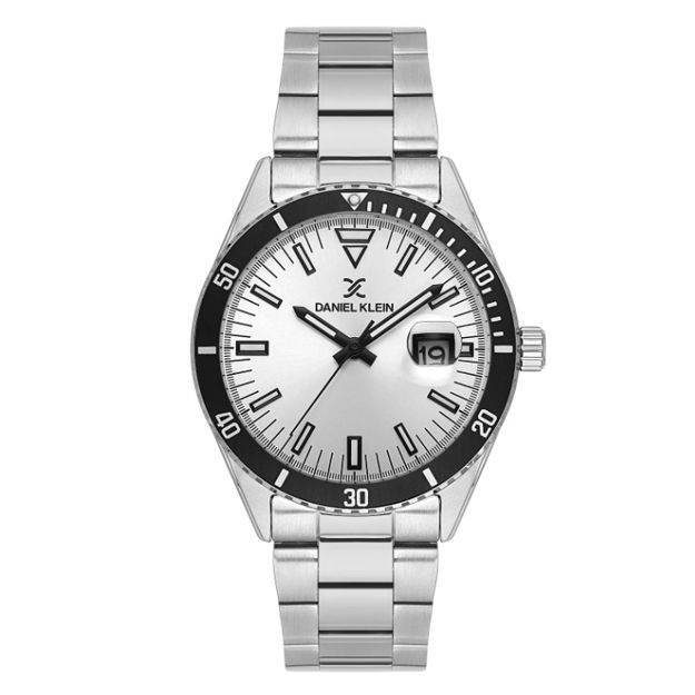 Daniel Klein Premium herreur i stål med lenke & sølvfarget skive 5 ATM  43mm