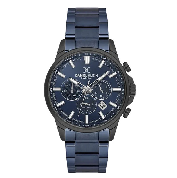 Daniel Klein Exclusive herreur i stål med blå lenke & blå skive 5 ATM  43mm