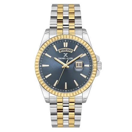 Daniel Klein Premium herreur i tofarget stål med lenke & blå skive 5 ATM  42mm