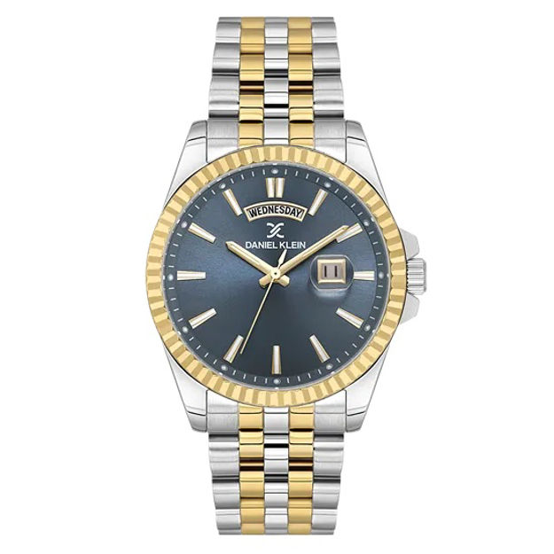 Daniel Klein Premium herreur i tofarget stål med lenke & blå skive 5 ATM  42mm