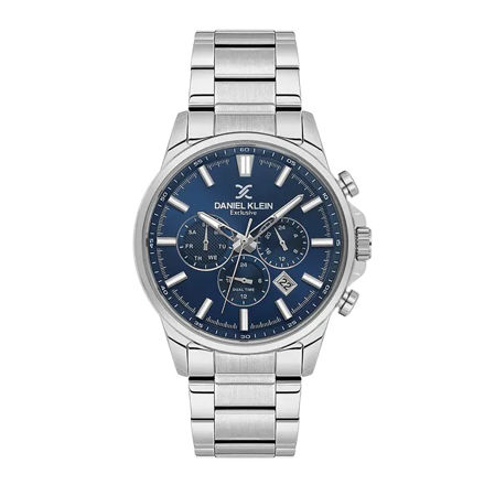 Daniel Klein Exclusive herreur i stål med lenke & blå skive 5 ATM  43mm