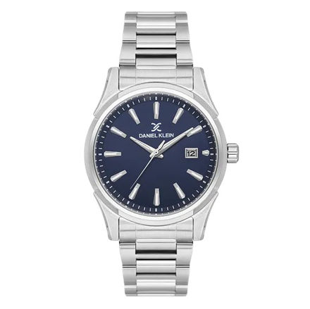 Daniel Klein Premium herreur i stål med lenke & m.blå skive 5 ATM  42mm