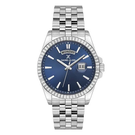 Daniel Klein Premium herreur i stål med lenke & blå skive 5 ATM  42mm