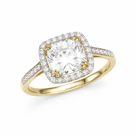 Gull ring diamanter 0,55ct TW/SI + hvit topas