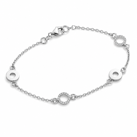 Rhodinert sølv armlenke med 7mm sirkler glatte/zirconia 18cm