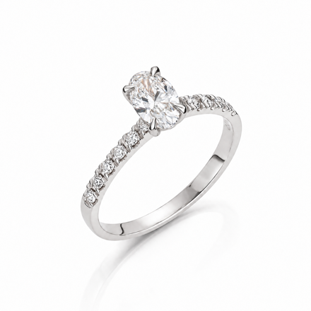 Hvitt gull ring Olivia 82ct - senter sten 0,7023ct LAB diamant River VS