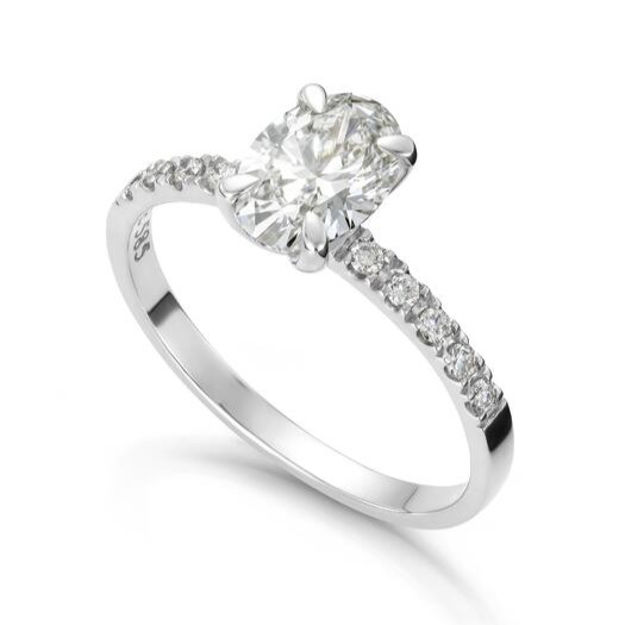 Hvitt gull ring Olivia 82ct - senter sten 0,7023ct LAB diamant River VS