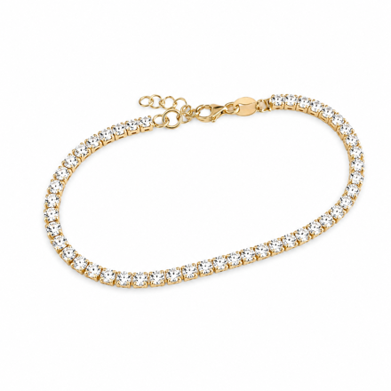 Forgylt sølv armbånd 3mm med zirconer 18+2cm
