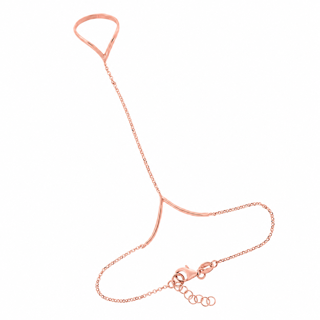 Rosé sølv ring + armlenke V 2mm med kjede 18.5+2mm