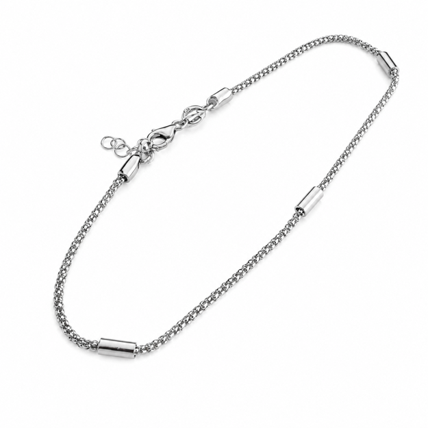 Rhodinert sølv fotlenke med staver 23+2cm