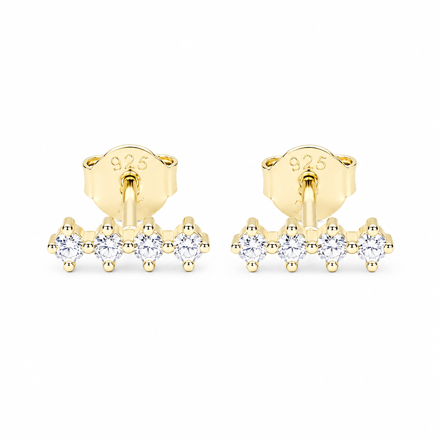 Forgylt sølv øredobber 3x9mm med Zirconia