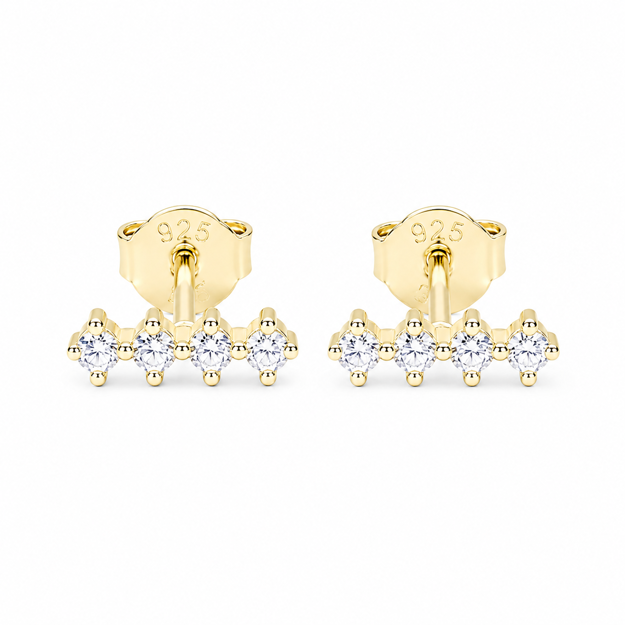 Forgylt sølv øredobber 3x9mm med Zirconia