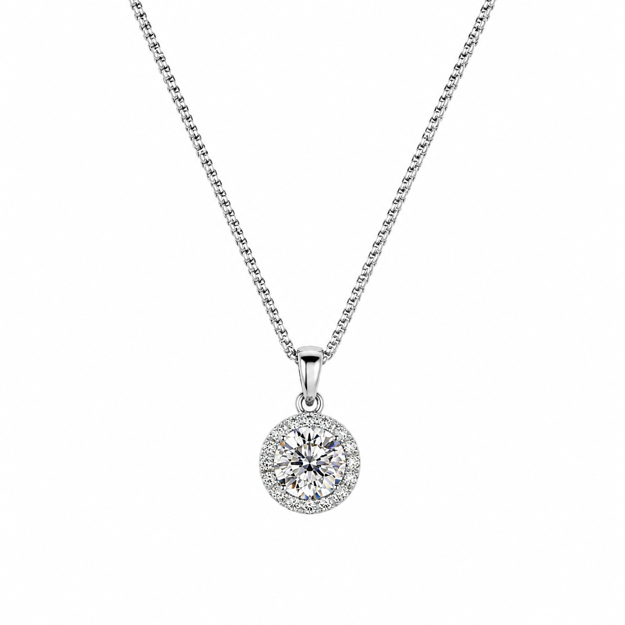 Rhodinert sølv halssmykke med Cubic Zirconia 45cm