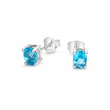 Rhodinert sølv øredobber 5x7mm lys blå zircon