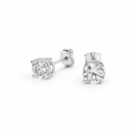 Rhodinert sølv ørepynt rund zircon 6.5mm
