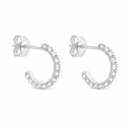 Rhodinert sølv ørecreoler Cubic Zirconia 2mm 13mm