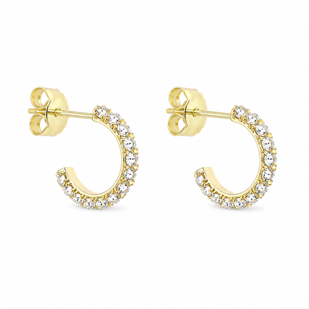 Forgylt sølv ørecreoler Cubic Zirconia 2mm 13mm