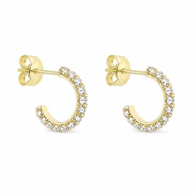 Forgylt sølv ørecreoler Cubic Zirconia 2mm 13mm