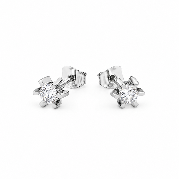 Rhodinert sølv ørepynt blank zircon 3.5mm