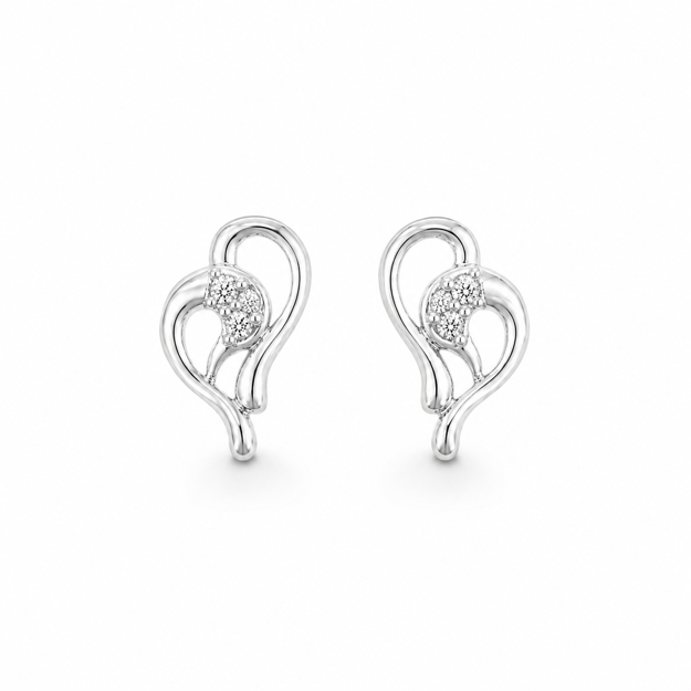 Rhodinert sølv ørepynt åpne hjerter med cubic zirconia 15mm