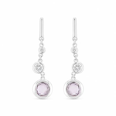 Rhodinert sølv øreheng med cubic zirconia og lilla/lys blå zirconer