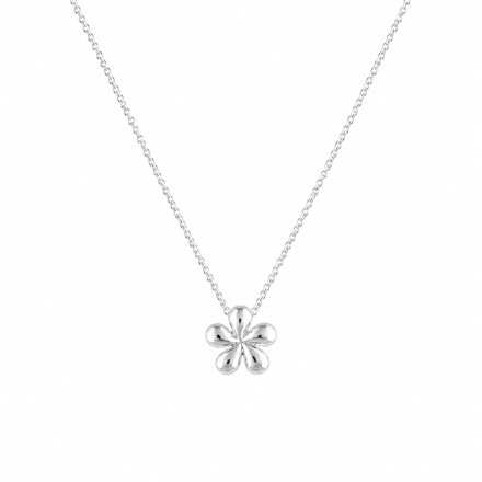 Caia Silver rhodinert sølv halskjede blomst 40+4cm