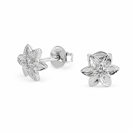 Caia Silver rhodinert sølv ørepynt blomst