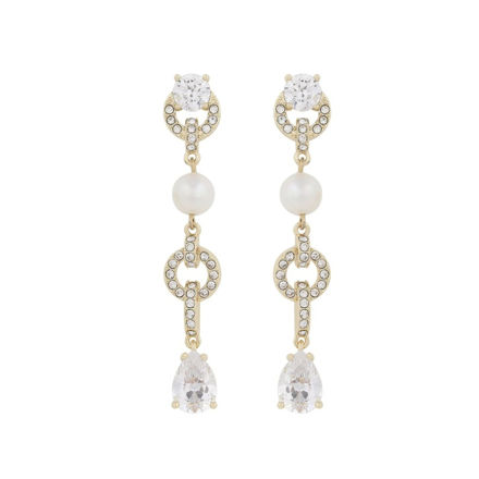Callie long crystal pearl ear g/white