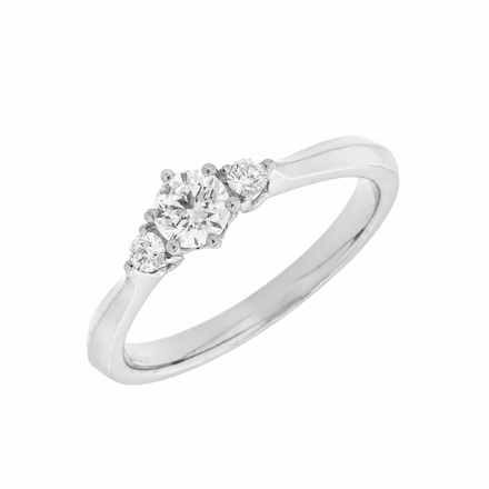 Hvitt gull ring med 3 diamanter 0,42ct W/SI3