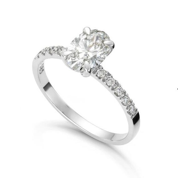 Hvitt gull ring Olivia 0,85 ct - senter sten 0,73 ct LAB diamant River VS