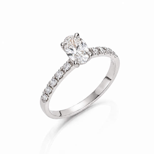 Hvitt gull ring Olivia 0,85 ct - senter sten 0,73 ct LAB diamant River VS