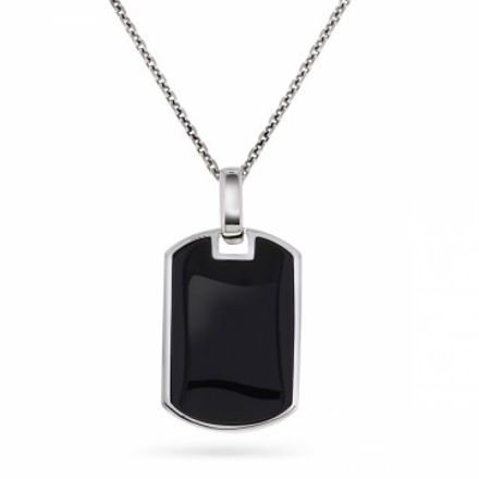 Sølv halssmykke Army tag onyx plate 23mm 50cm
