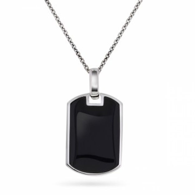 Sølv halssmykke Army tag onyx plate 23mm 50cm