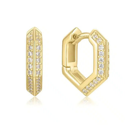 Ania Haie gold sparkling shield hoop earrings 14mm