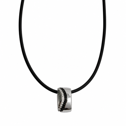 Sølv halssmykke blanke & sorte cubic zirconia