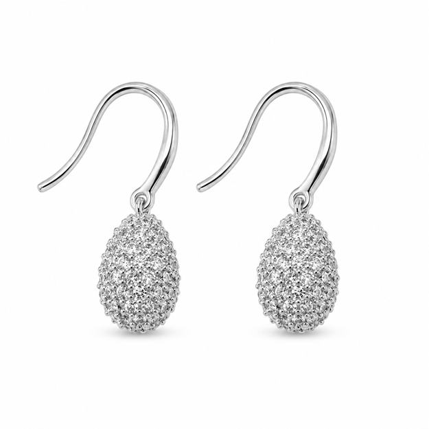 Rhodinert sølv dråpe øreheng cubic zirconia