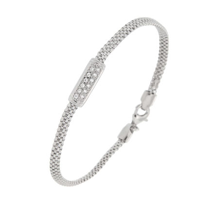 Rhodinert sølv armlenke cubic zirconia 18cm - 3mm strikket kjede