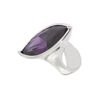Rhodinert sølv lilla cubic zirconia 30x15mm