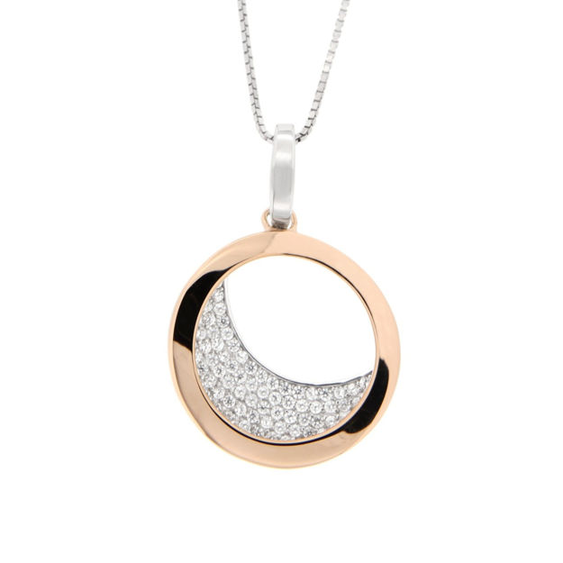 Rhodinert & rose sølv halssmykke cubic zirconia