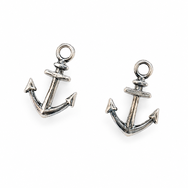 Oksidert sølv øredobber anker 8x12mm