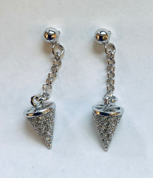 Rhodinert sølv øreheng kjegle & cubic zirconia
