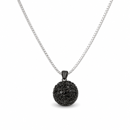Sølv halssmykke med sorte Cubic Zirconia 41.5cm