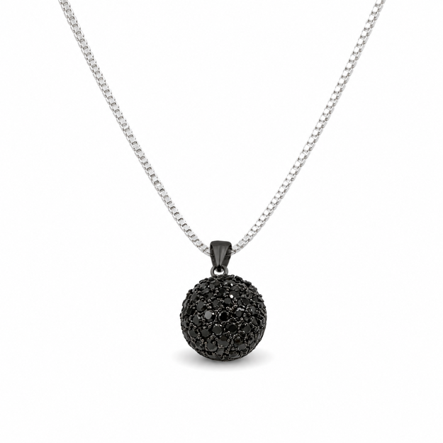 Sølv halssmykke med sorte Cubic Zirconia 41.5cm
